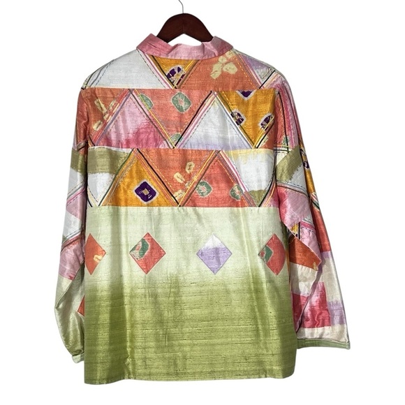 PARSLEY & SAGE Pastel Abstract Art-to-Wear Silk Sheen Blazer Jacket Size 1X - Picture 3 of 16